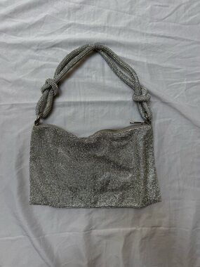 Silver Crystal Mesh Shoulder Bag